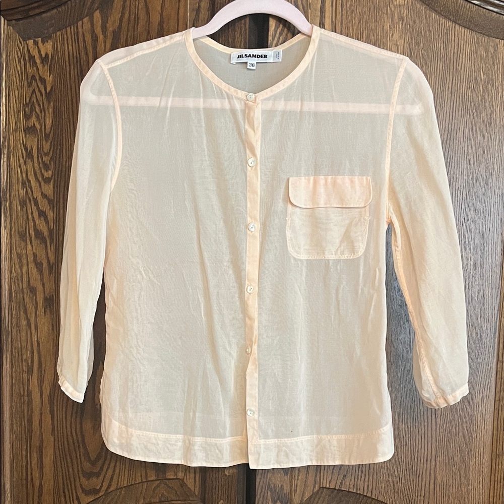 Jill sander cream  Peach Button-Up Shirt blouse